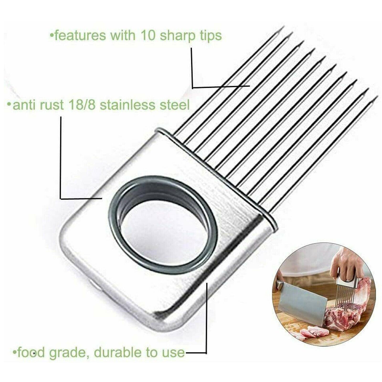 Onion Holder Slicer Vegetable tools Tomato Cutter Stainless Steel Kitchen Gadget - fadidesign