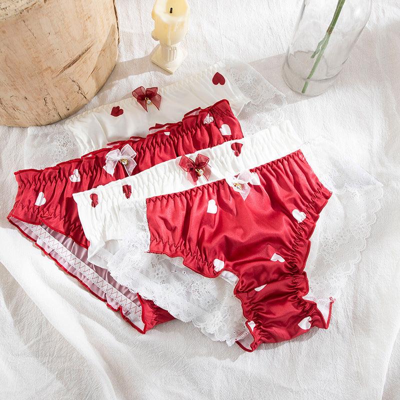 Panties For Women Lace Kawaii Sexy Lingerie Underwear Heart Print Gril Briefs Female Casual - fadidesign