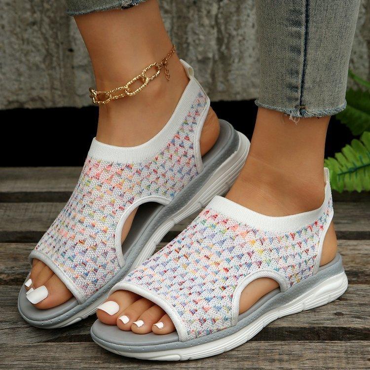 Peep-toe Sandals For Sports Summer Heart-shaped Print Mesh Shoes Women - fadidesign