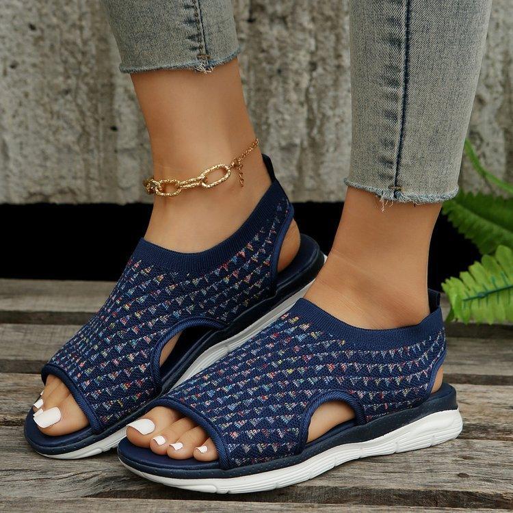 Peep-toe Sandals For Sports Summer Heart-shaped Print Mesh Shoes Women - fadidesign