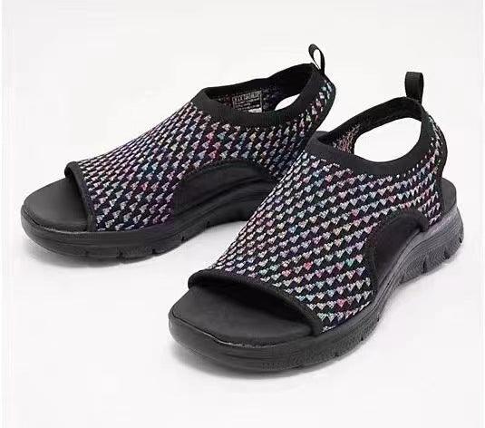 Peep-toe Sandals For Sports Summer Heart-shaped Print Mesh Shoes Women - fadidesign