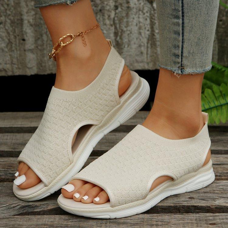 Peep-toe Sandals For Sports Summer Heart-shaped Print Mesh Shoes Women - fadidesign