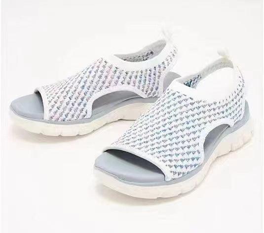 Peep-toe Sandals For Sports Summer Heart-shaped Print Mesh Shoes Women - fadidesign