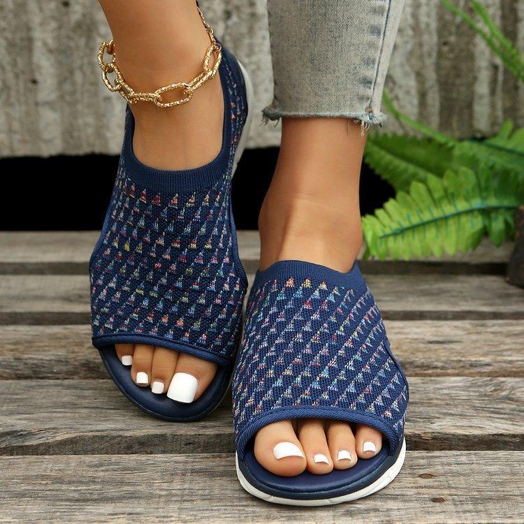 Peep-toe Sandals For Sports Summer Heart-shaped Print Mesh Shoes Women - fadidesign