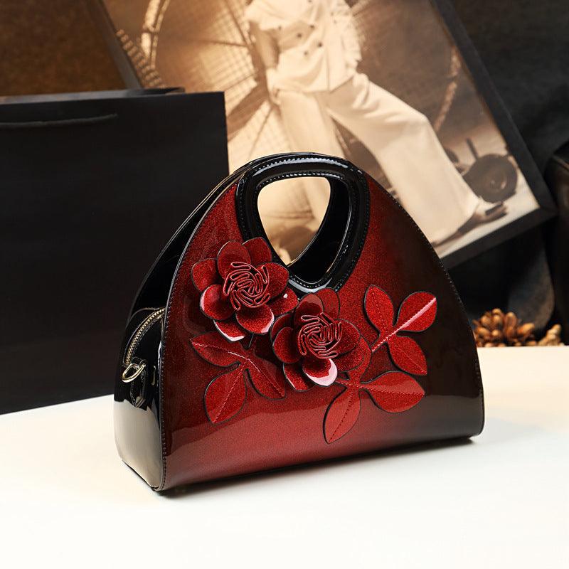 Personalized Flower Dumpling Niche Handbag Versatile Patent Leather Messenger Bag - fadidesign