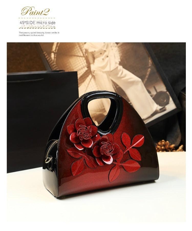 Personalized Flower Dumpling Niche Handbag Versatile Patent Leather Messenger Bag - fadidesign