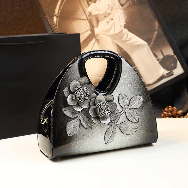 Personalized Flower Dumpling Niche Handbag Versatile Patent Leather Messenger Bag - fadidesign