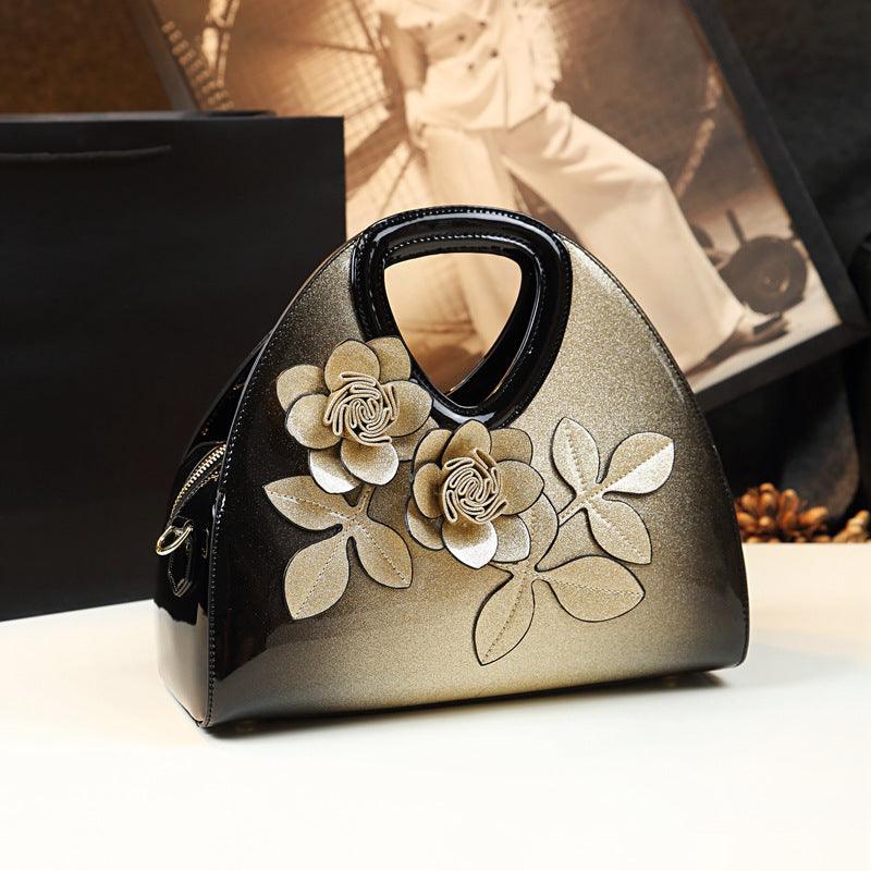 Personalized Flower Dumpling Niche Handbag Versatile Patent Leather Messenger Bag - fadidesign