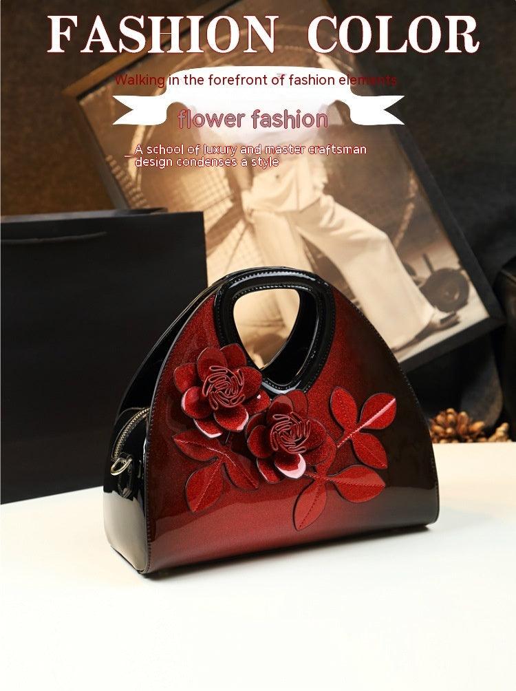 Personalized Flower Dumpling Niche Handbag Versatile Patent Leather Messenger Bag - fadidesign