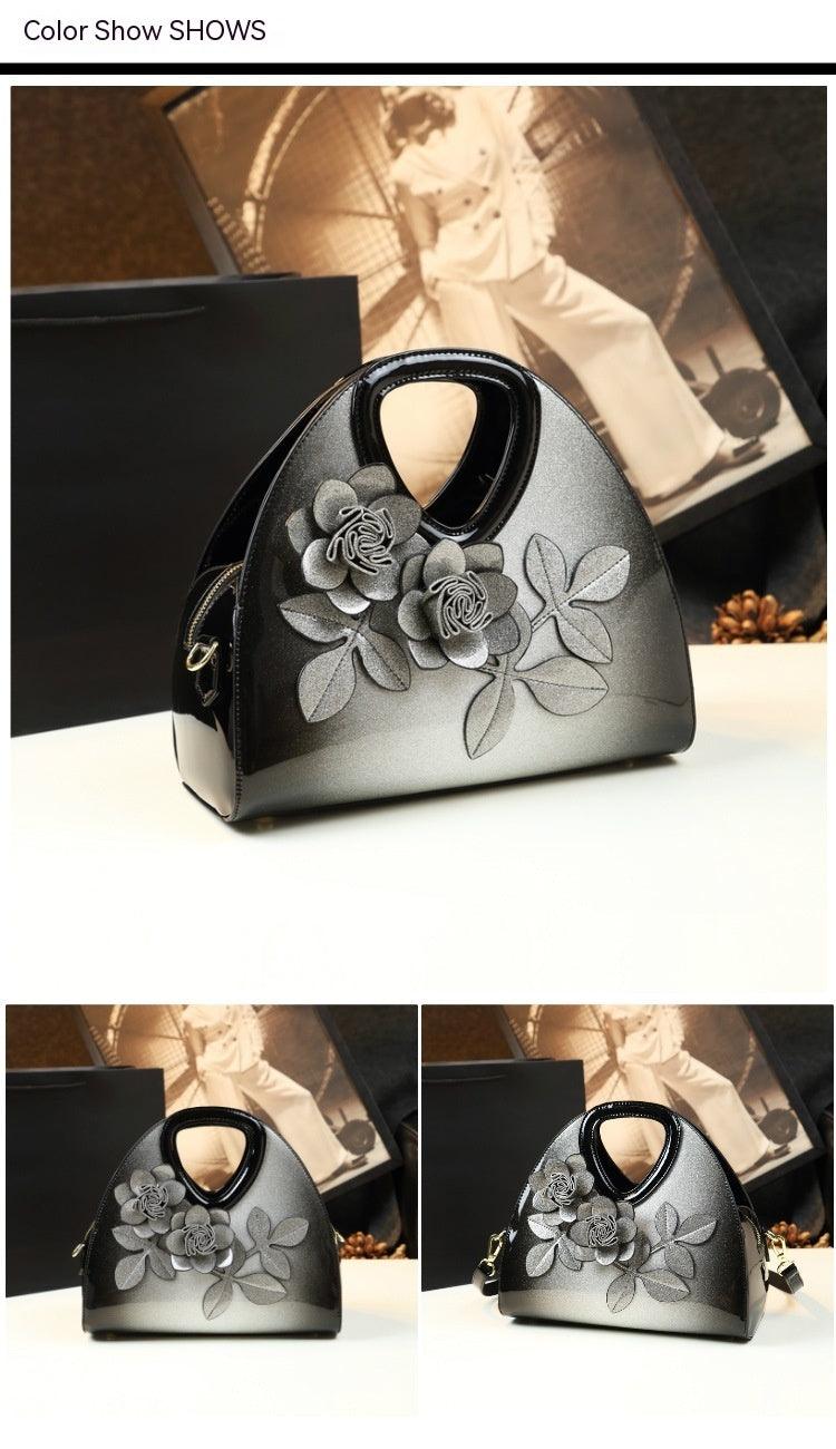 Personalized Flower Dumpling Niche Handbag Versatile Patent Leather Messenger Bag - fadidesign