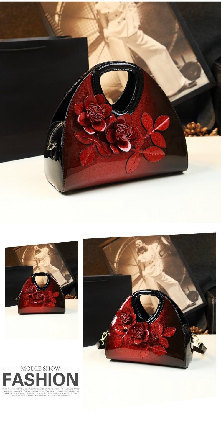 Personalized Flower Dumpling Niche Handbag Versatile Patent Leather Messenger Bag - fadidesign