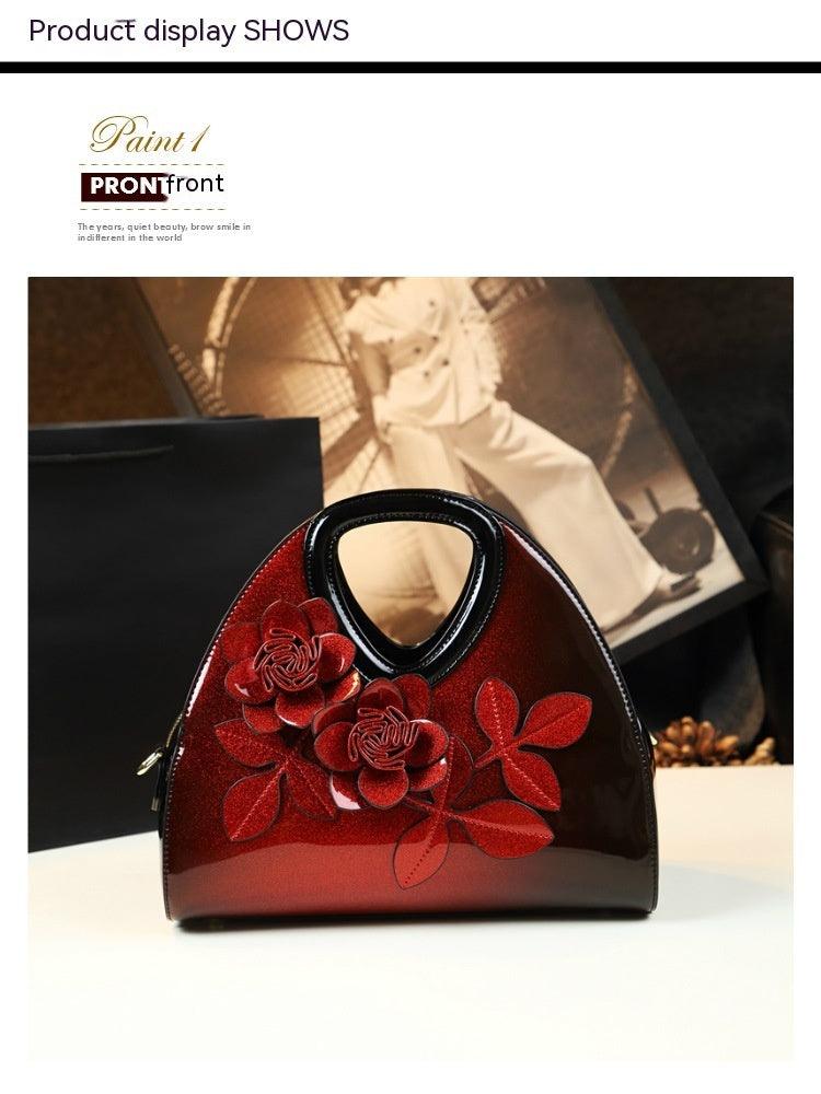 Personalized Flower Dumpling Niche Handbag Versatile Patent Leather Messenger Bag - fadidesign