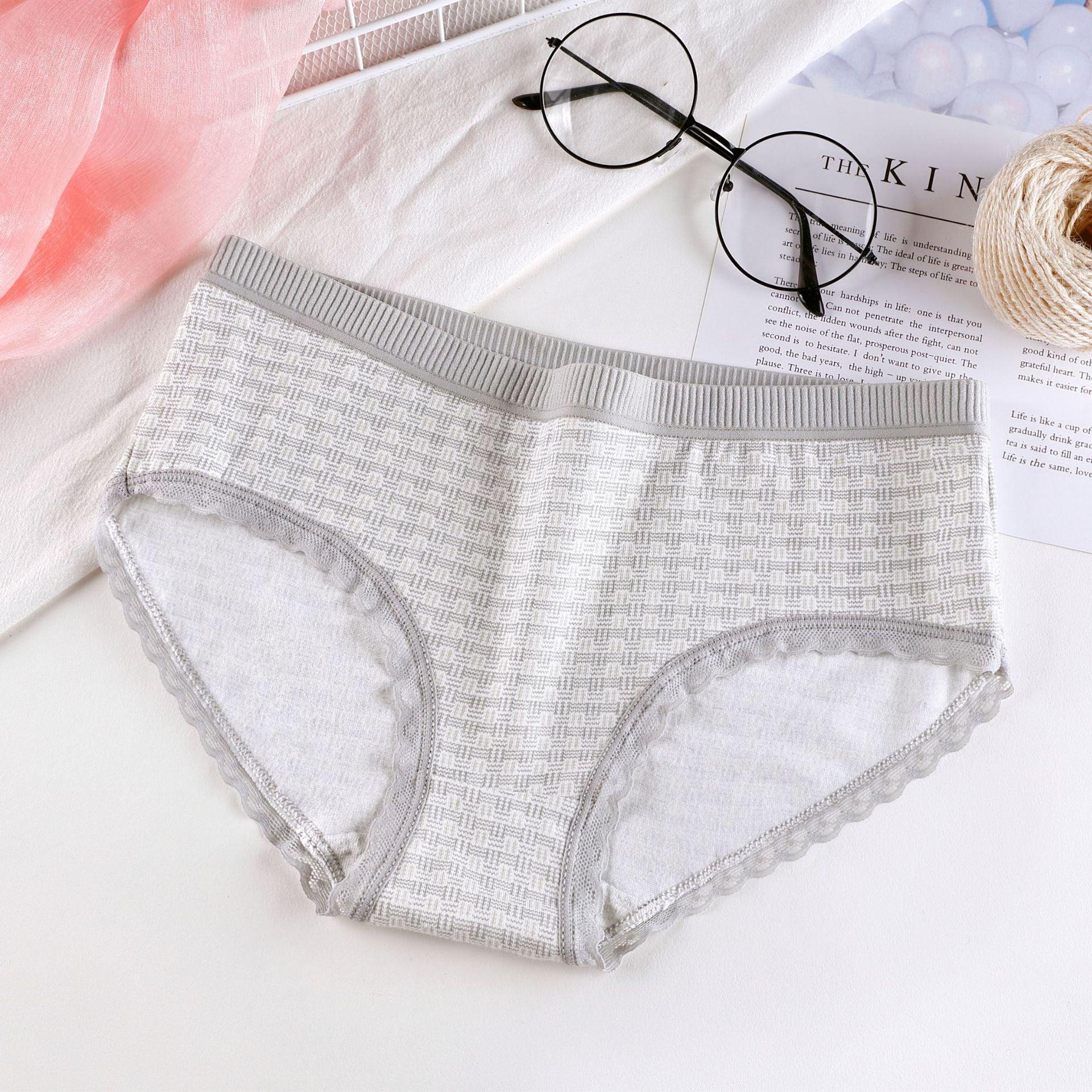 Plaid Printed Cotton Underwear For Women - fadidesign