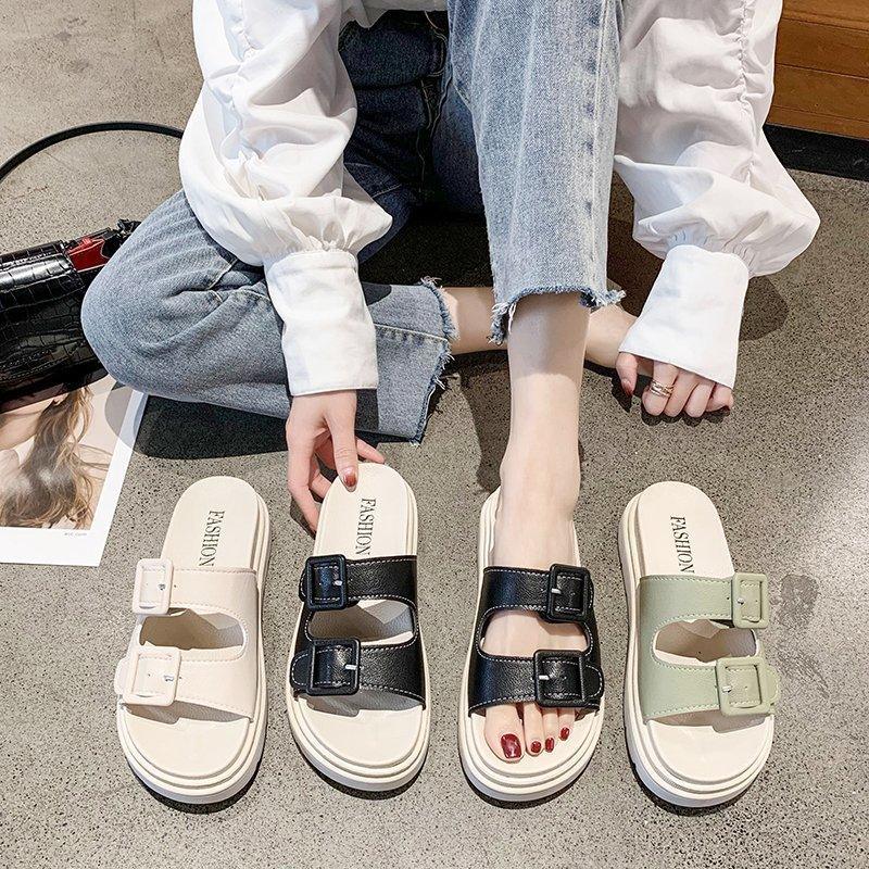 Platform Slippers Sandals Women Buckle Slippers Thick Sole Sandals Women Shoes Summer Leisure Hollow Open Toe Slides - fadidesign