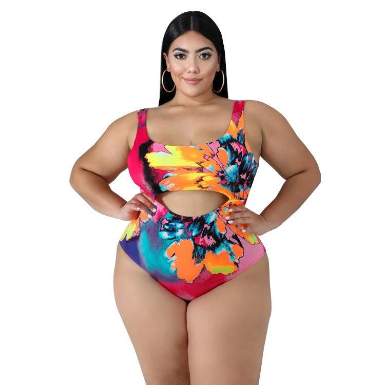 Plus Size Swimsuit One-piece Skirt Print Plus Size Swimsuit - fadidesign