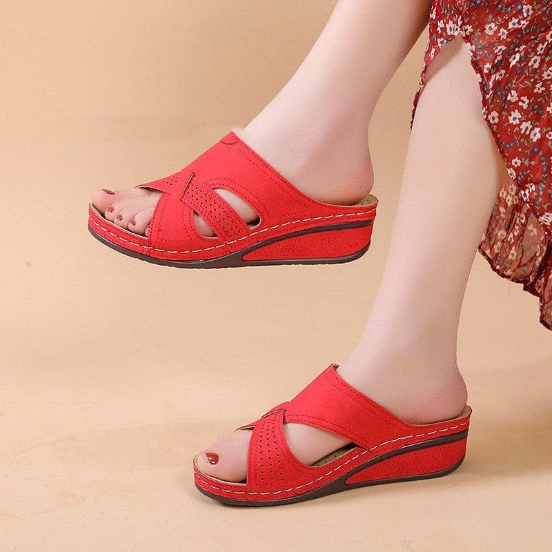 Poe Heeled Retro Hollow Out Slippers For Women - fadidesign