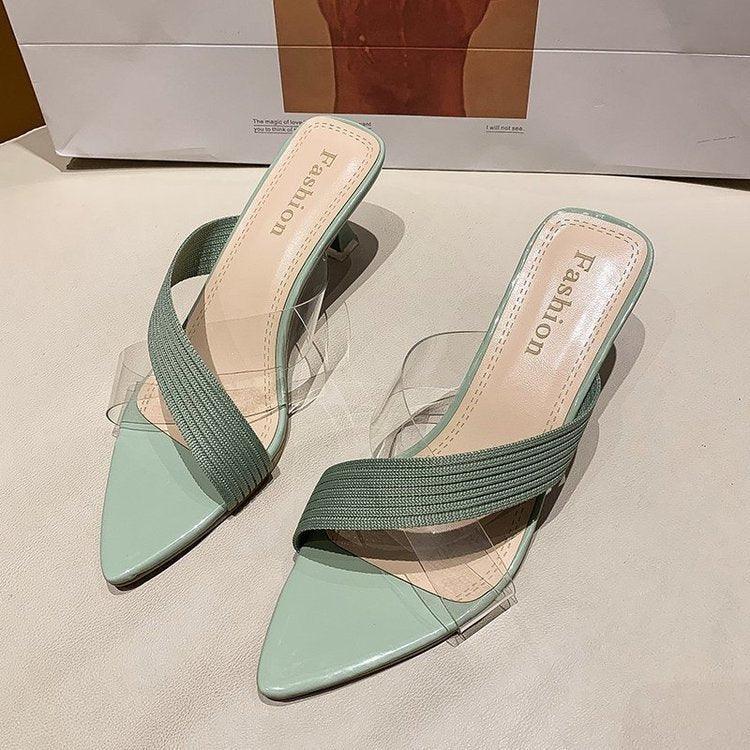 Pointed Stiletto Transparent Cross-strap Sandals And Slippers Women - fadidesign