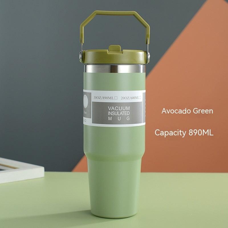 Portable Car Cup Stainless Steel Cup Travel Sports Water Bottle With Handle Cover Coffee Tumbler Cup - fadidesign