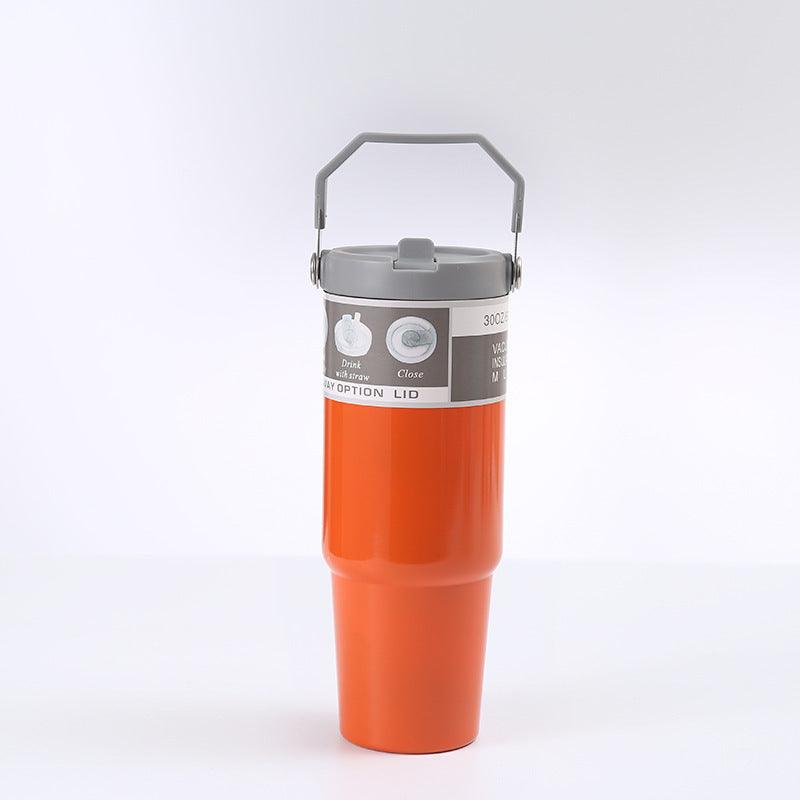 Portable Car Cup Stainless Steel Cup Travel Sports Water Bottle With Handle Cover Coffee Tumbler Cup - fadidesign