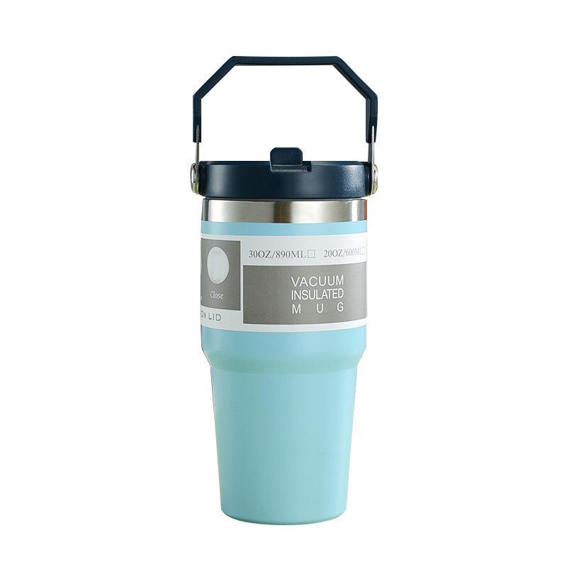 Portable Car Cup Stainless Steel Cup Travel Sports Water Bottle With Handle Cover Coffee Tumbler Cup - fadidesign