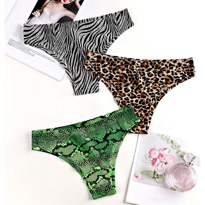 Printed Ice Silk Seamless Underwear For Women With Low Waist - fadidesign