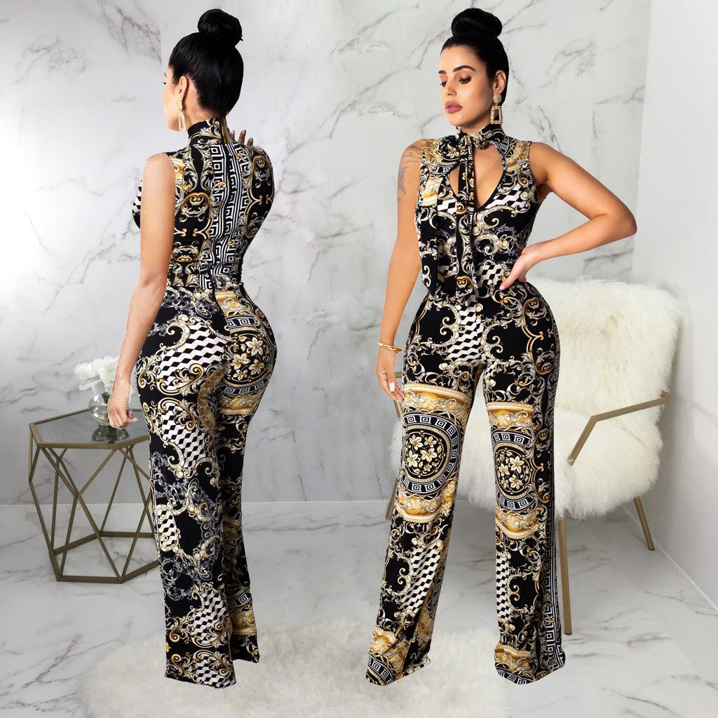 Printed sleeveless women's jumpsuit - fadidesign