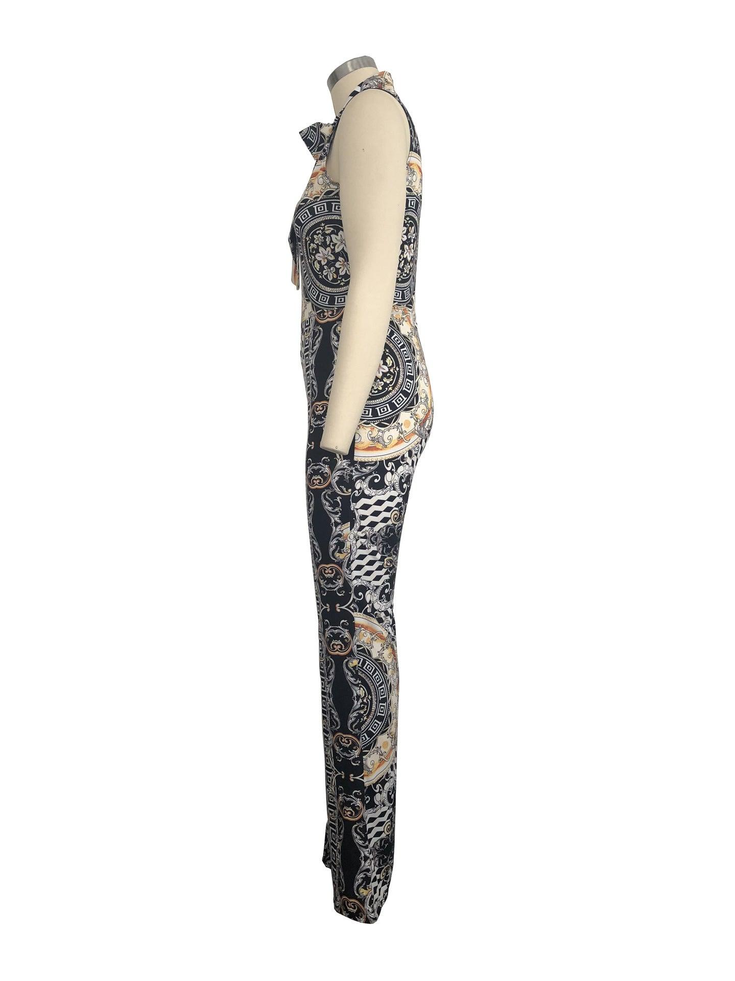 Printed sleeveless women's jumpsuit - fadidesign