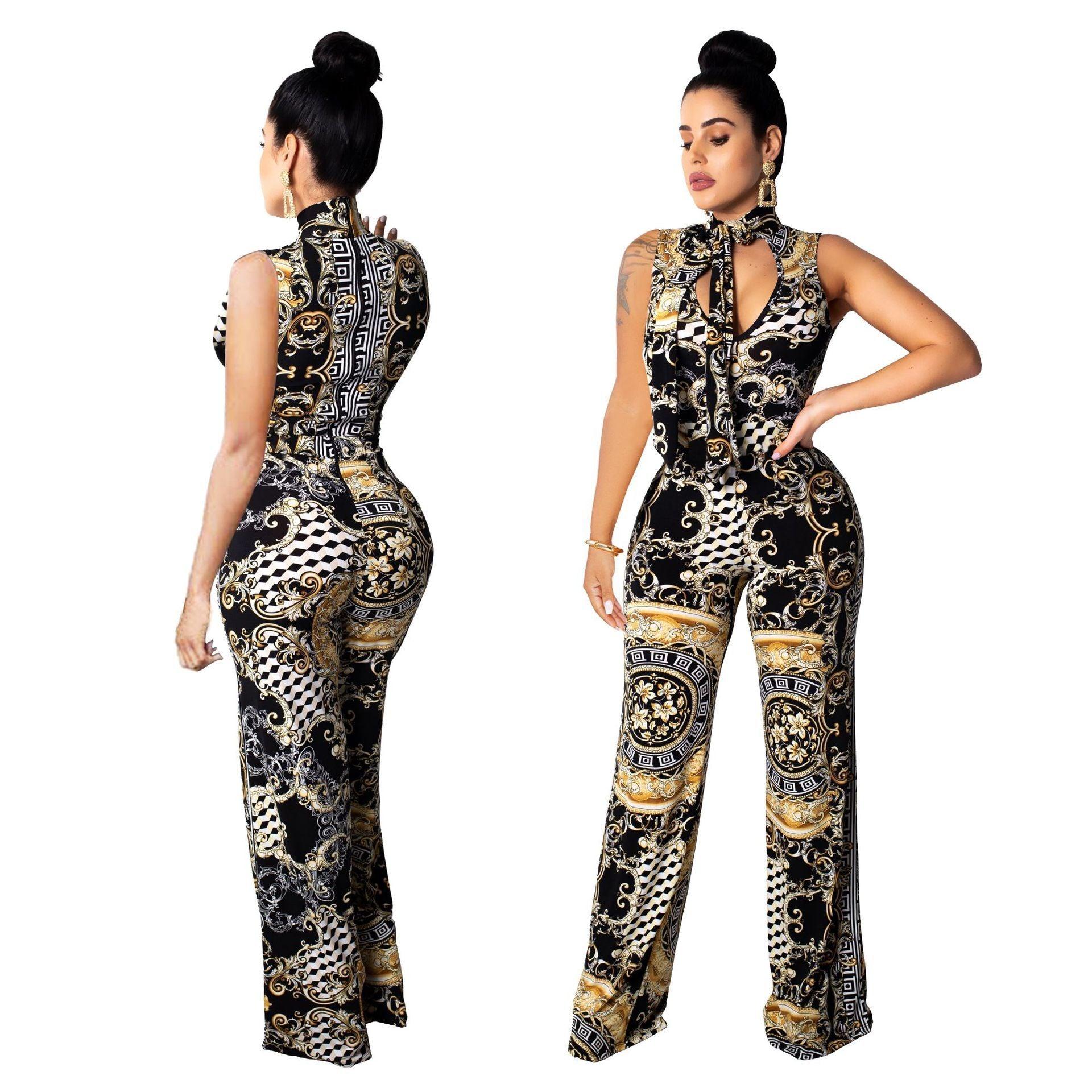 Printed sleeveless women's jumpsuit - fadidesign