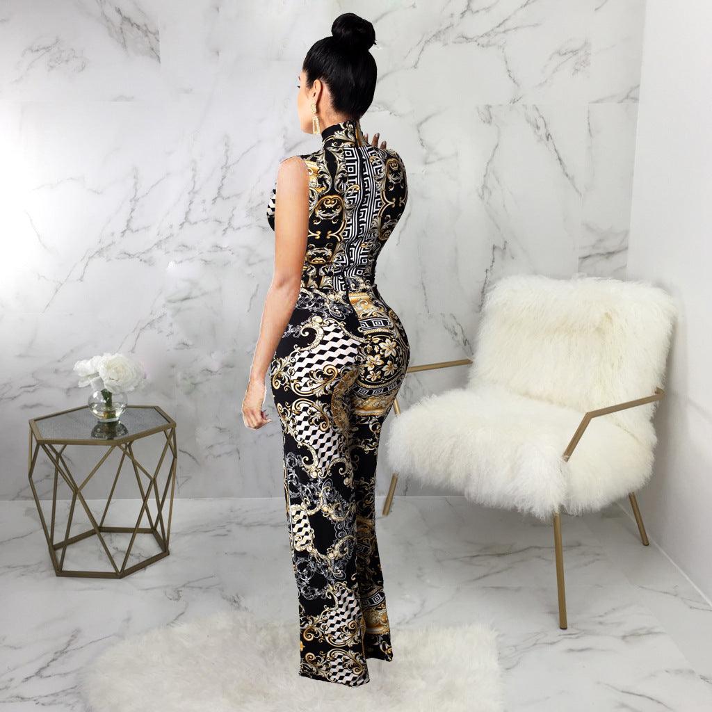 Printed sleeveless women's jumpsuit - fadidesign