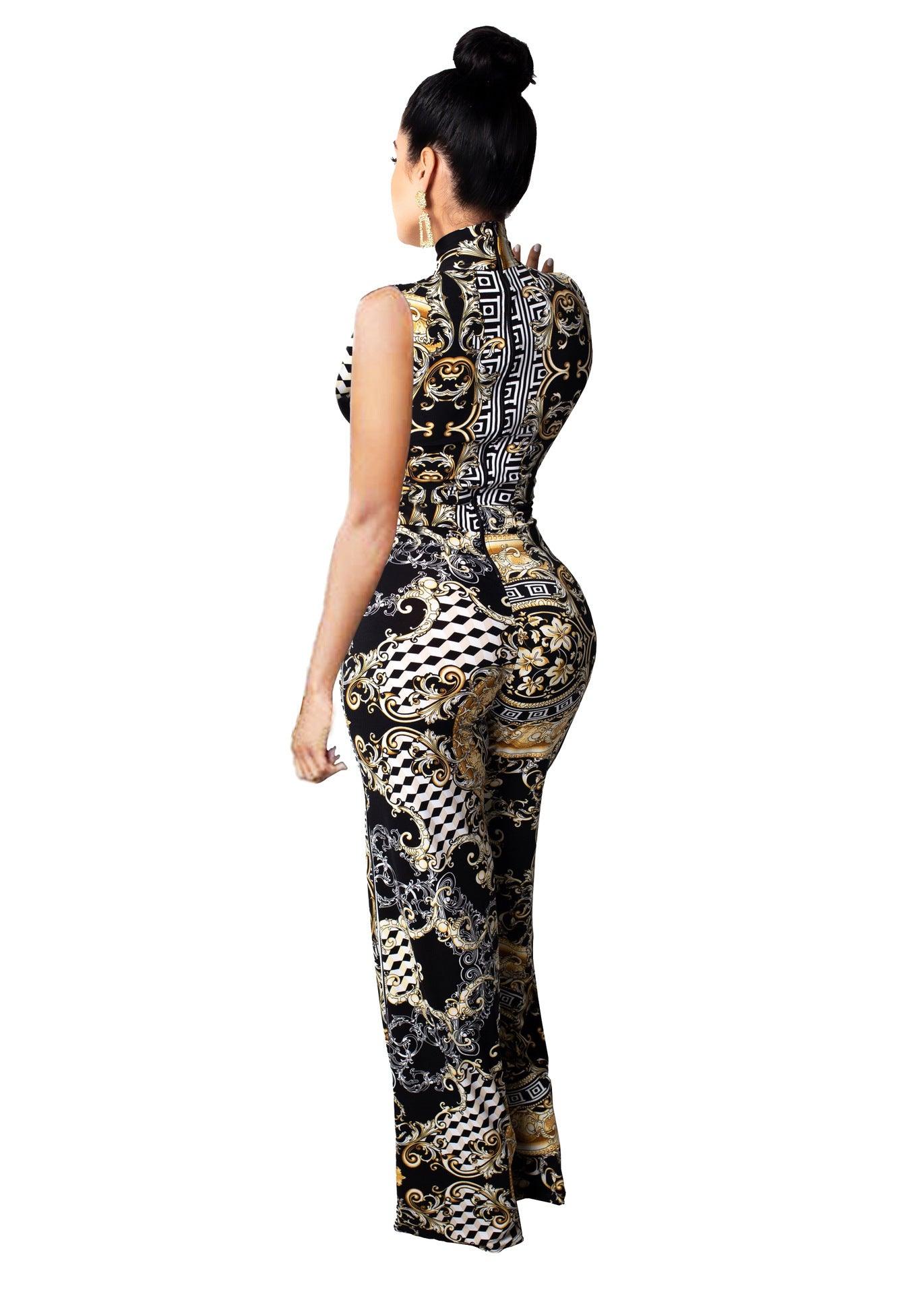 Printed sleeveless women's jumpsuit - fadidesign