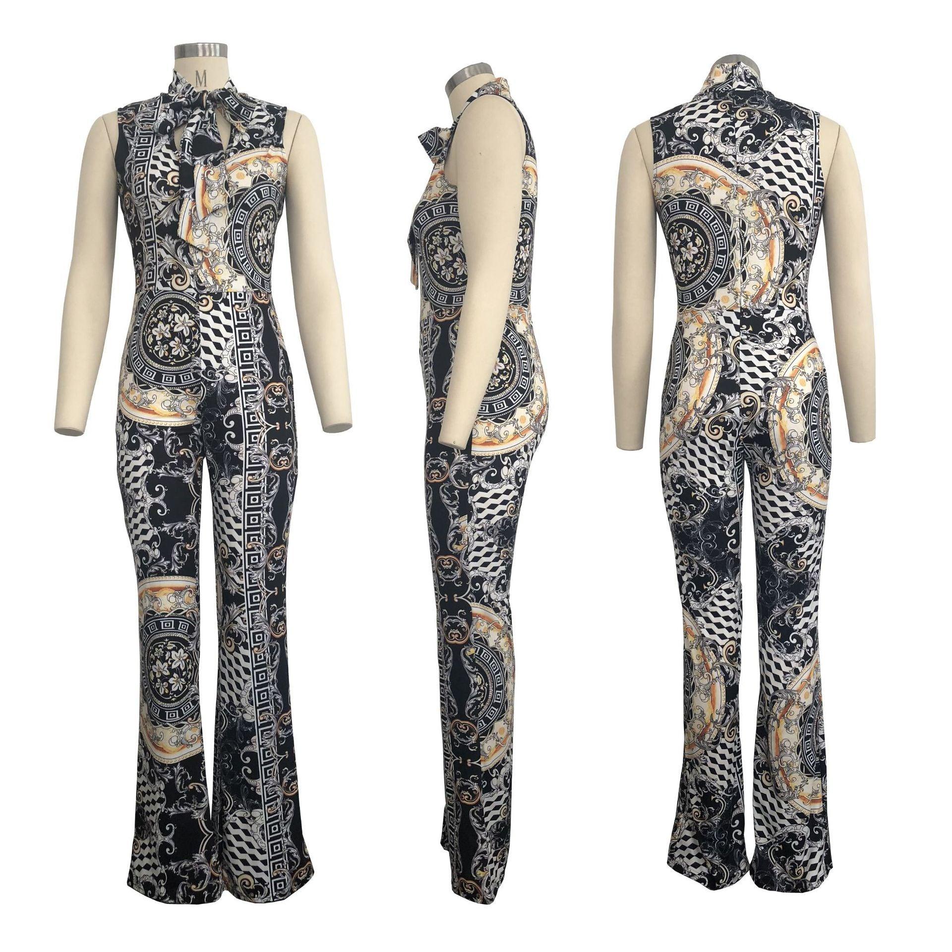 Printed sleeveless women's jumpsuit - fadidesign