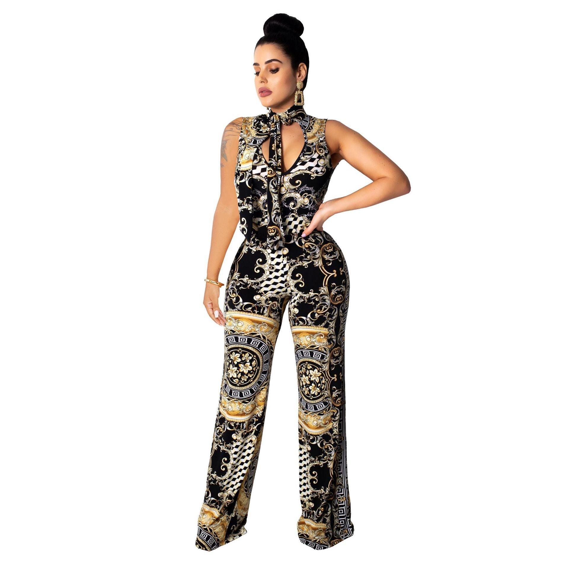 Printed sleeveless women's jumpsuit - fadidesign