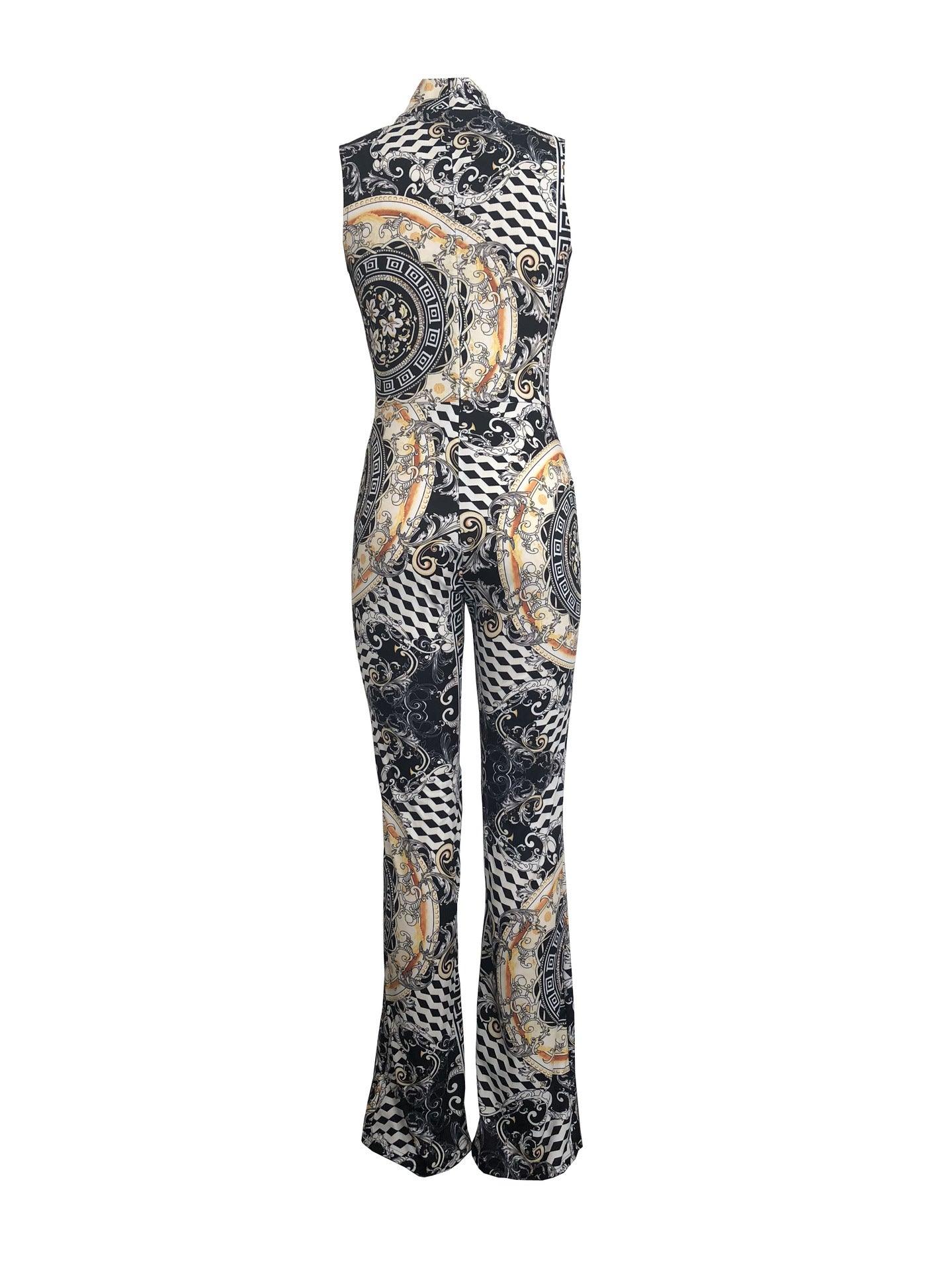 Printed sleeveless women's jumpsuit - fadidesign