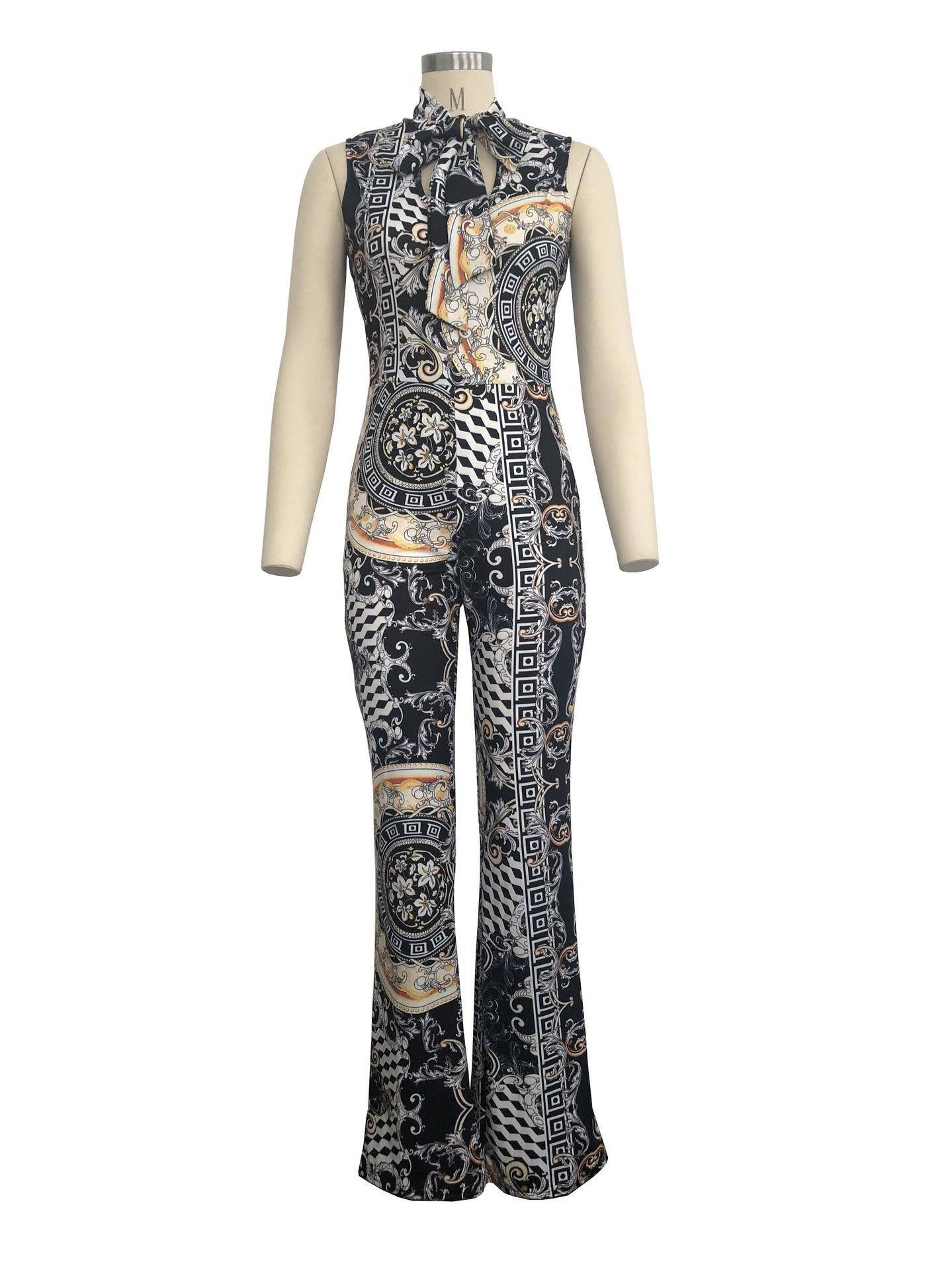 Printed sleeveless women's jumpsuit - fadidesign