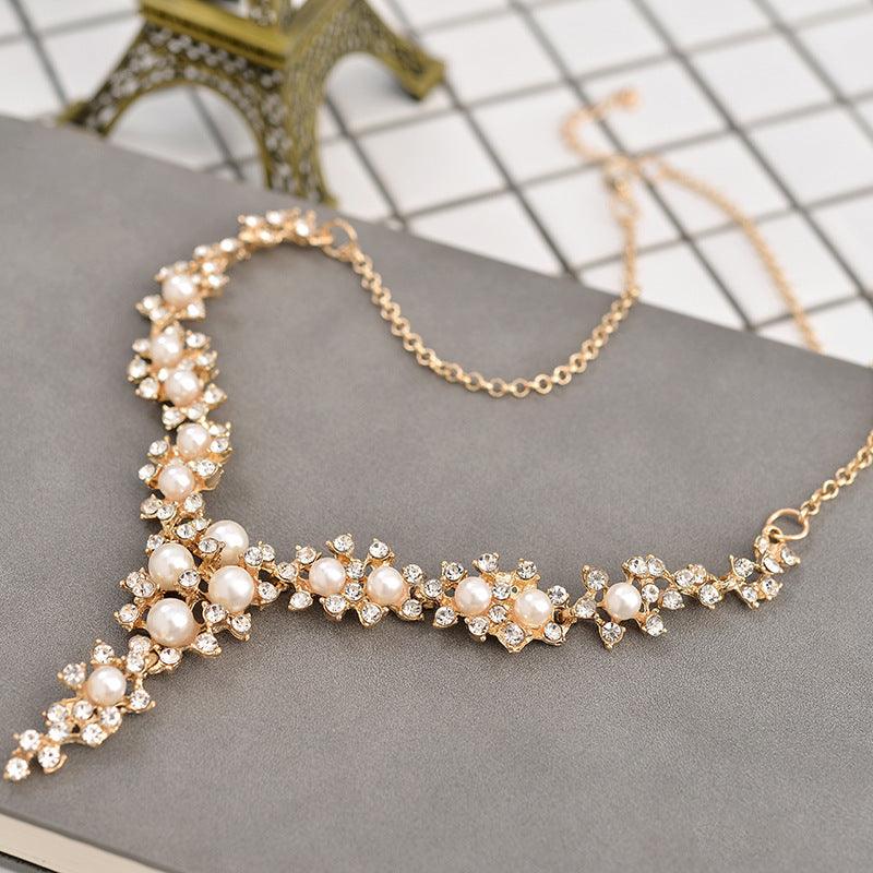 Quick Selling, Explosion Proof, Bridal Jewelry, Alloy Suit, Jewelry, Diamond, Pearl Necklace, Earring, Japan And Korea Jewelry Wholesale - fadidesign