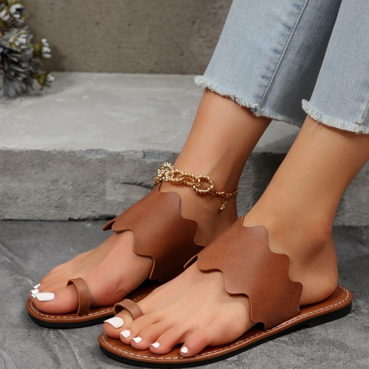 Retro Style Flat Toe Ring Slippers For Women - fadidesign