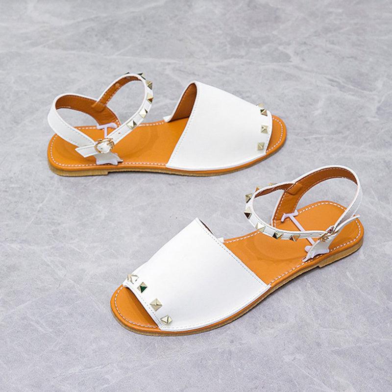 Rivet Sandals Summer Fish Mouth Shoes For Women Flat Beach Shoes - fadidesign