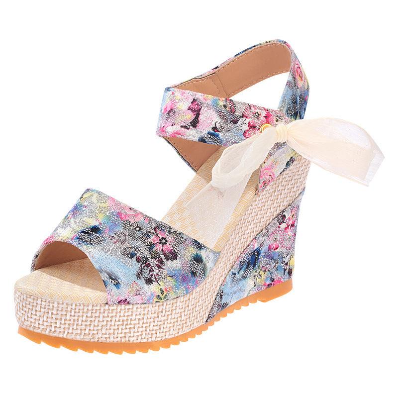 Sandals Women Wedge Heel Lace Lace High Heel Women Shoes - fadidesign