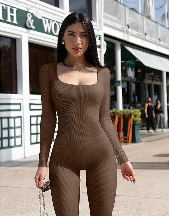 Seamless Jumpsuit Long Sleeve Shapewear Hip Lift Yoga Jumpsuit Sports Jumpsuit Bodysuits - fadidesign