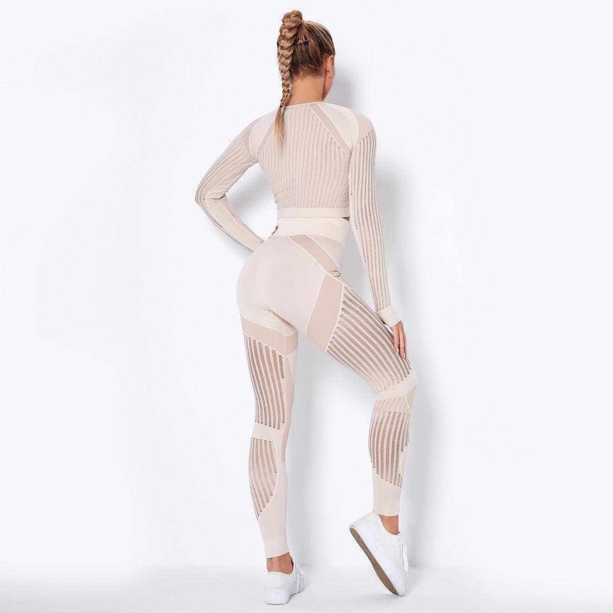 Seamless Knitted Absorbent Yoga Long-Sleeved Suit Yoga Wearsuit - fadidesign