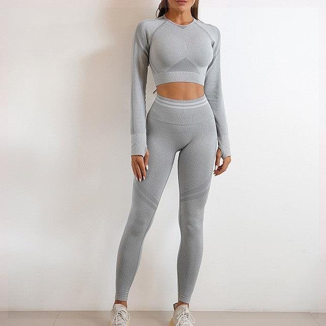 Seamless Sports Set For Women Workout Outfit Booty Yoga Pant - fadidesign