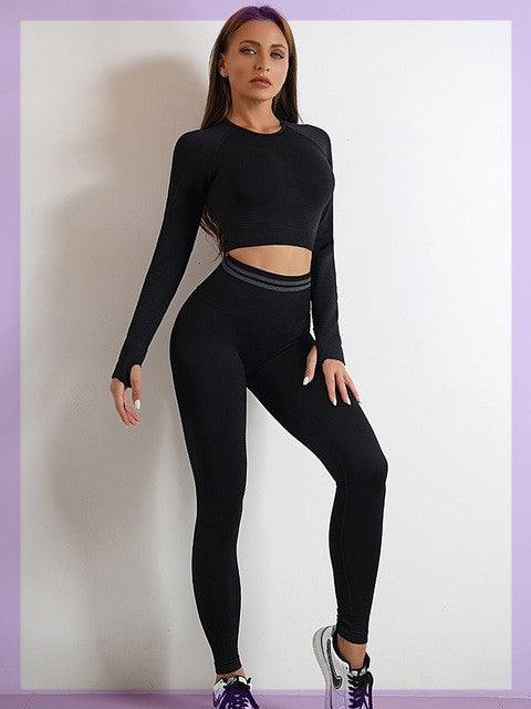 Seamless Sports Set For Women Workout Outfit Booty Yoga Pant - fadidesign