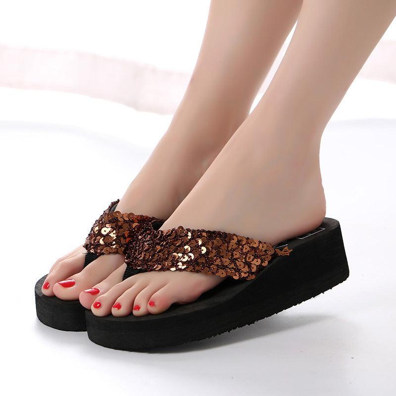 Sequin flip flops sandals home beach shoes slippers women - fadidesign