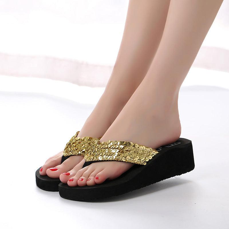 Sequin flip flops sandals home beach shoes slippers women - fadidesign