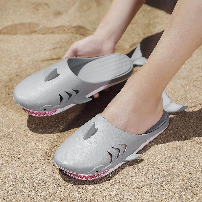 Shark Slippers Beach Shoes Home Flat Slippers Women Men - fadidesign