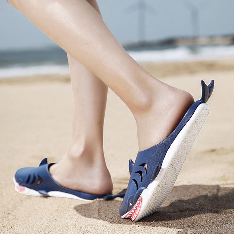 Shark Slippers Beach Shoes Home Flat Slippers Women Men - fadidesign