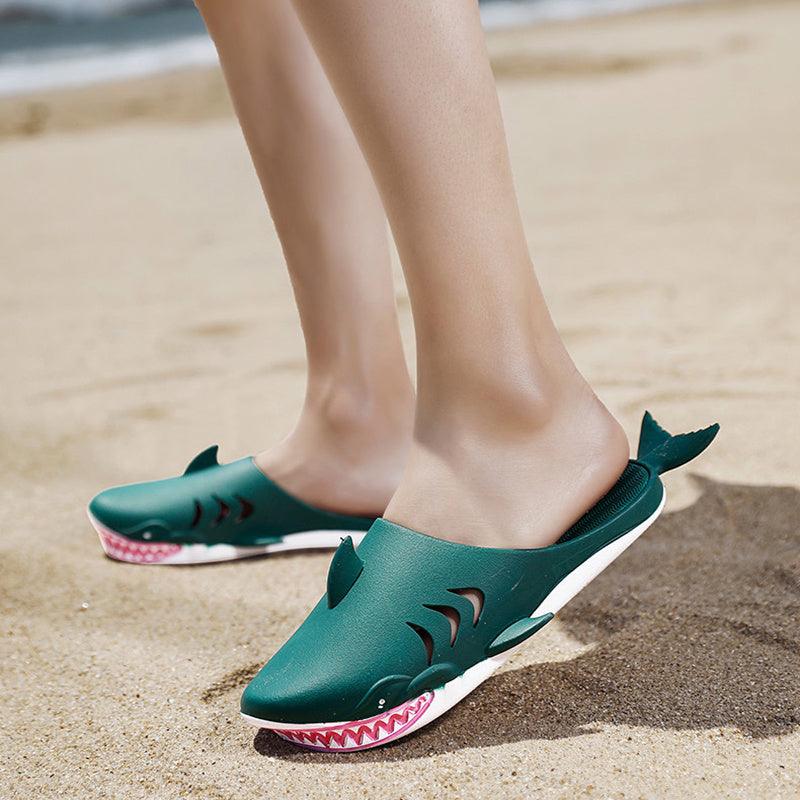 Shark Slippers Beach Shoes Home Flat Slippers Women Men - fadidesign