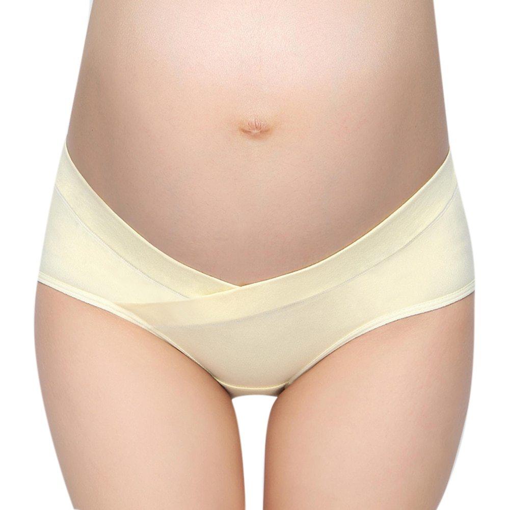 Soft Cotton Belly Support Panties for Pregnant Women Maternity Underwear Breathable V-Shaped Low Waist Panty - fadidesign