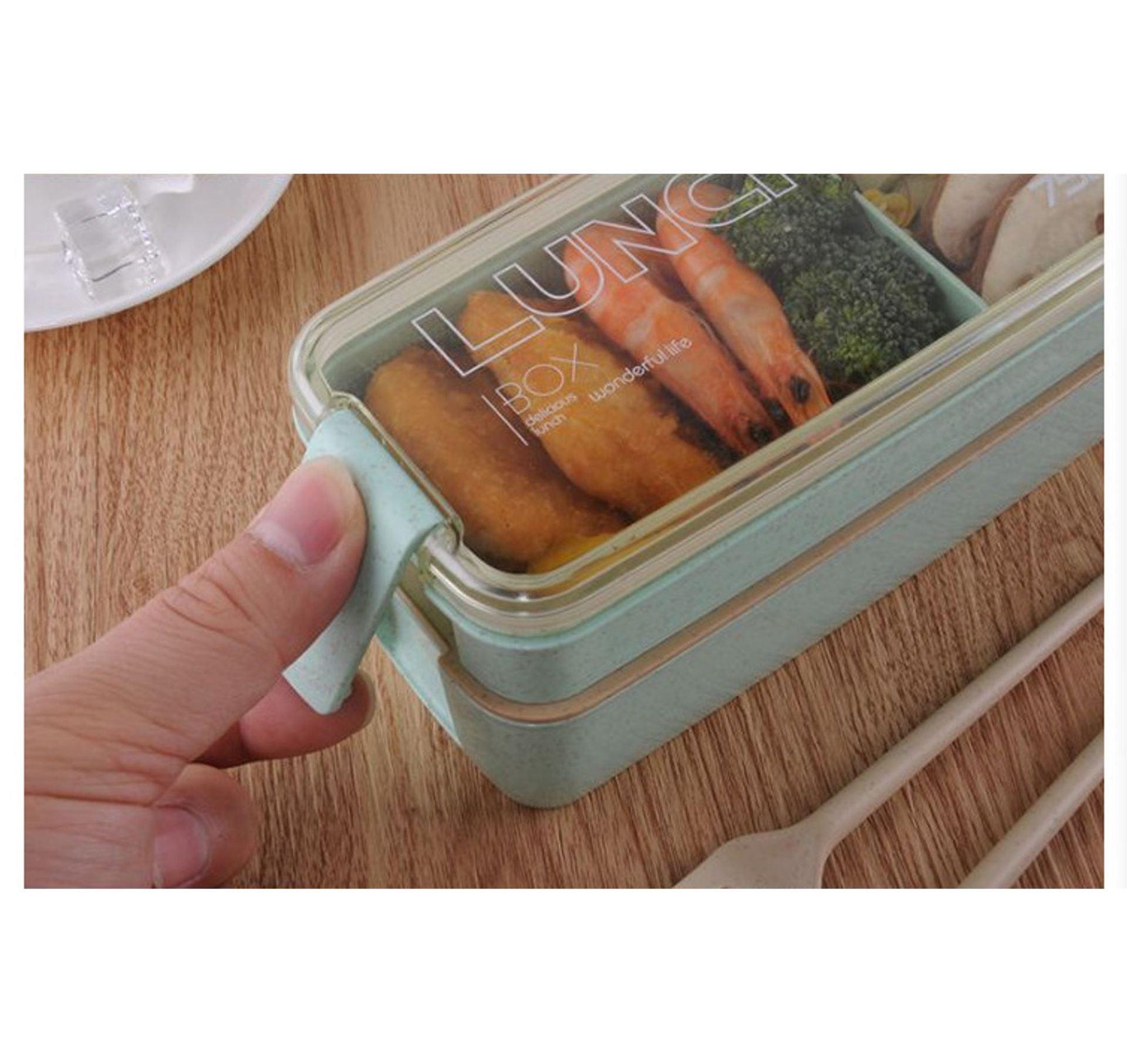 Square Double Three-layer Wheat Straw Fiber Plastic Lunch Box - fadidesign