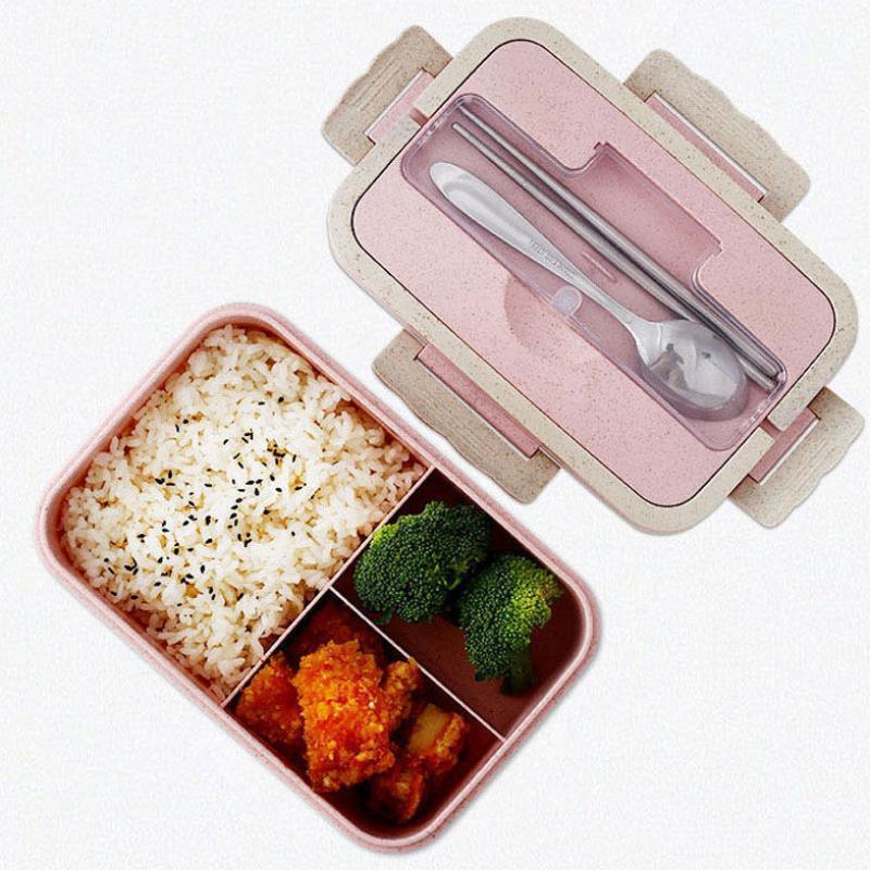 Student Lunch Box Three Grid Plastic Lunch Box Lunch Box - fadidesign